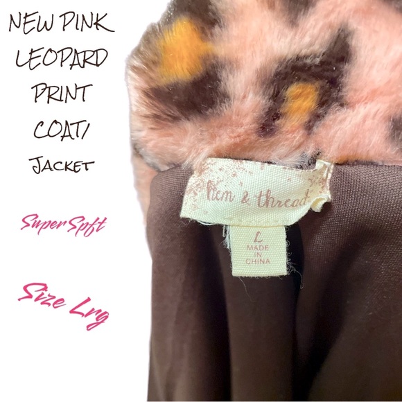 NEW LIGHT PINK LEOPARD PRINT COAT SOFT & COZY SZ LG OPEN CONCEPT & SILKY LINING - Picture 7 of 12